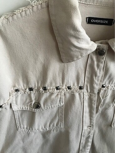 universal Beden beyaz Renk Oversize kot ceket