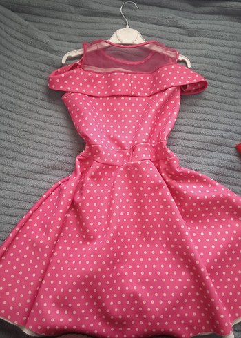 Puantiyeli Pembe Kız Çocuk Elbisesi