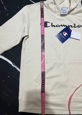 Champion orijinal Krem renk Kapüşonlu Sweatshirt - Görsel 4