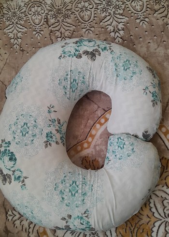 Turkuaz Çiçek Desenli Emzirme ve Hamile Yastığı - Görsel 2