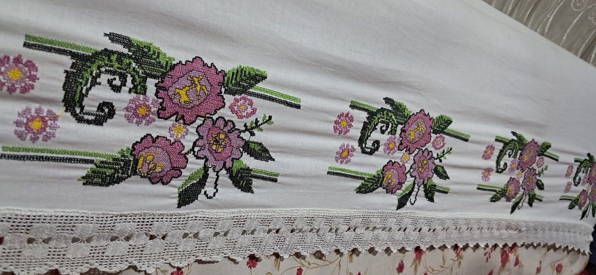 mor uzun nakışlı dantel el işi bant - Görsel 5