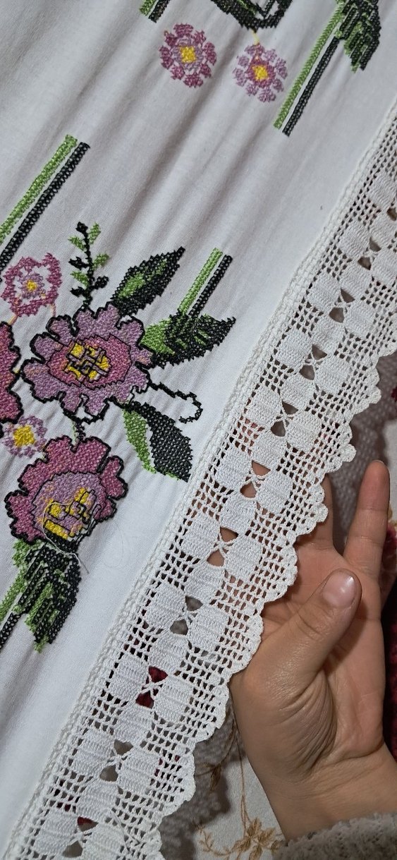 mor uzun nakışlı dantel el işi bant - Görsel 4