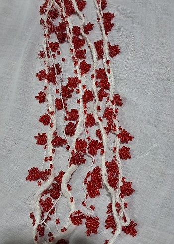 Kırmızı Boncuklu Bohem boncuk oya - Görsel 2