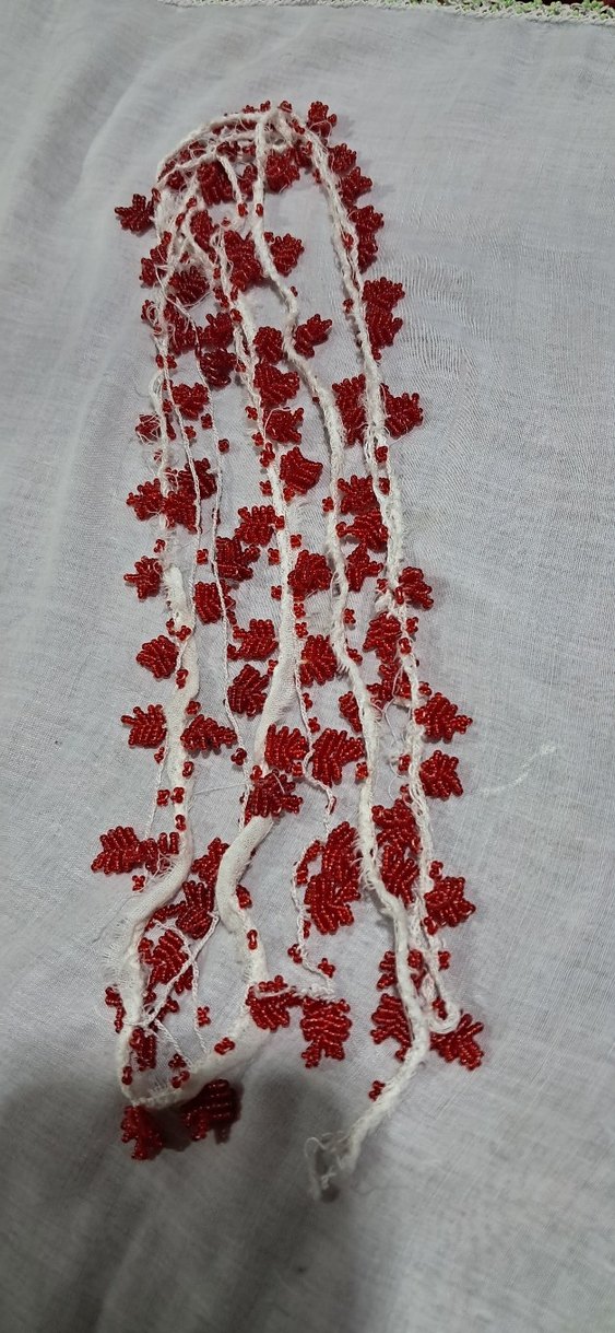 Kırmızı Boncuklu Bohem boncuk oya - Görsel 2