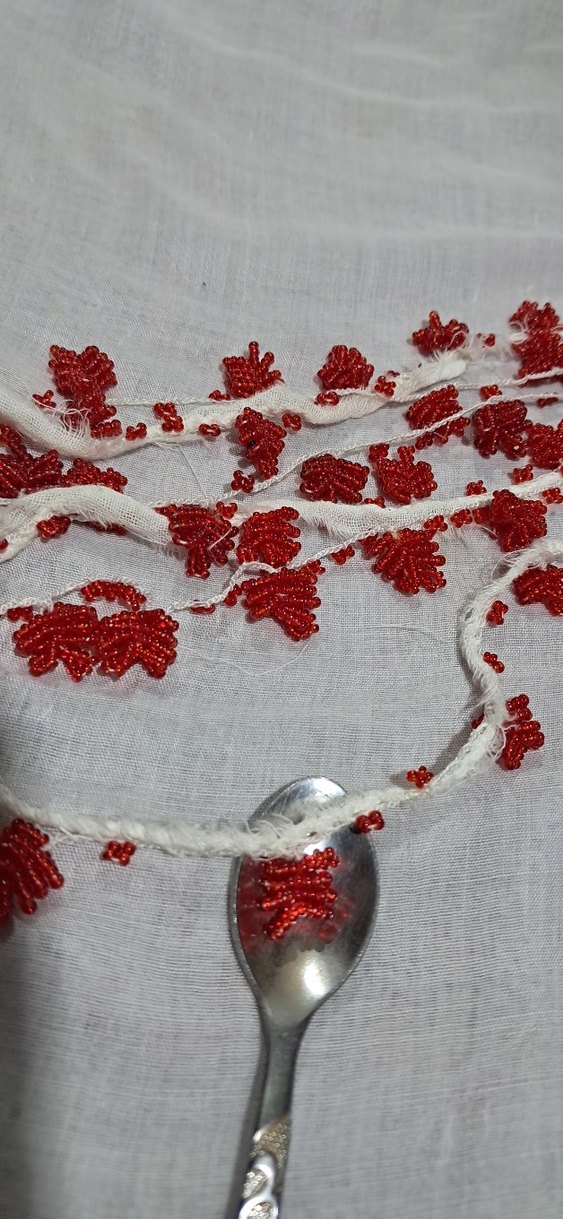 Kırmızı Boncuklu Bohem boncuk oya - Görsel 3