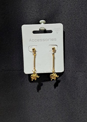 Altın Renk Fil Figürlü Minimalist Küpe - Görsel 2