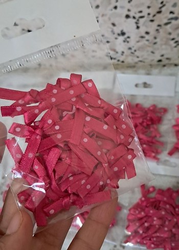 Puantiyeli Pembe Kurdele fiyonk - Görsel 2