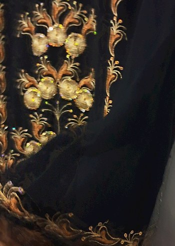 Uzun Kollu İşlemeli Bohem Kadın Elbise uzun - Görsel 4