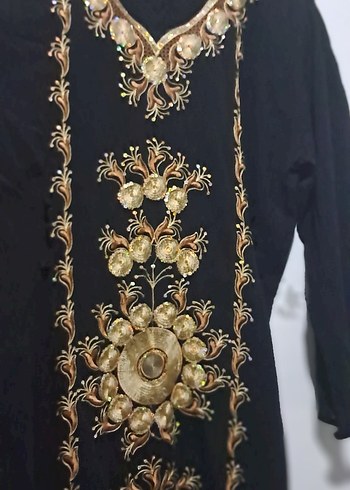 Uzun Kollu İşlemeli Bohem Kadın Elbise uzun - Görsel 5