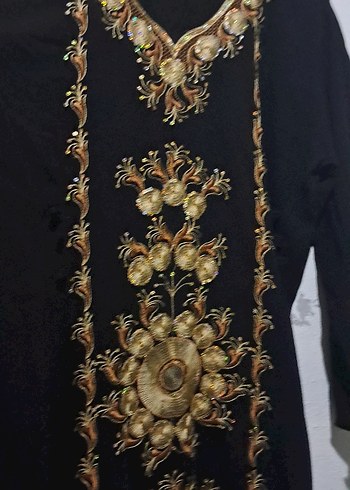 Uzun Kollu İşlemeli Bohem Kadın Elbise uzun - Görsel 6