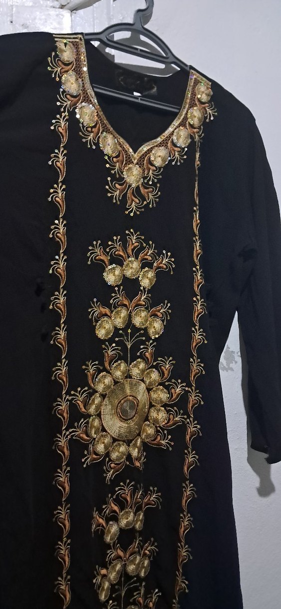 Uzun Kollu İşlemeli Bohem Kadın Elbise uzun - Görsel 2