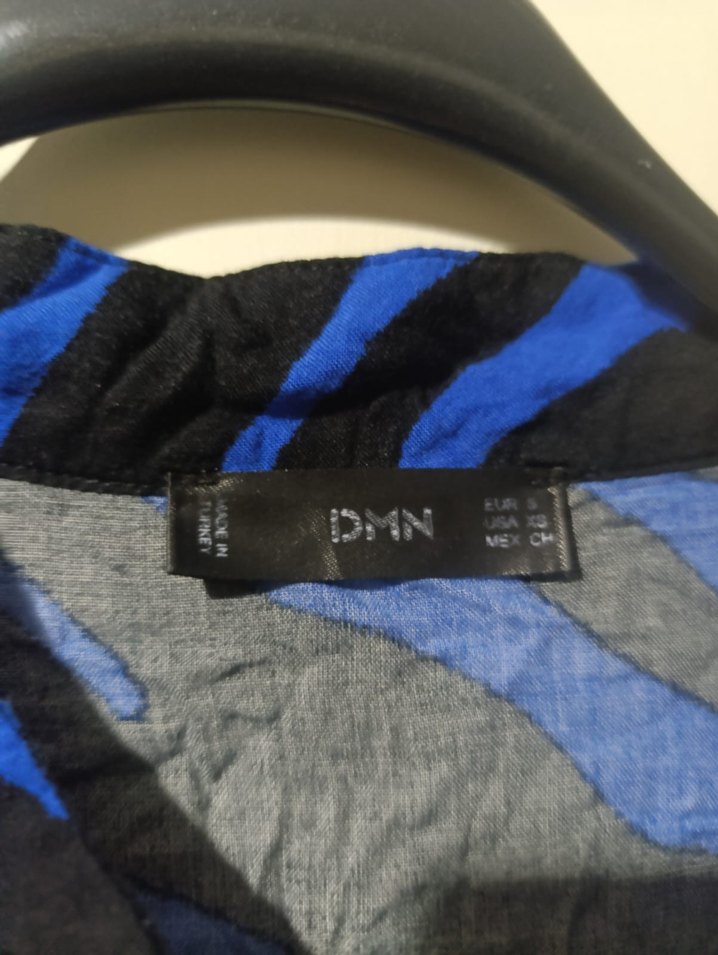 Mavi Zebra Desenli Uzun Kollu Uzun Elbise - Görsel 2