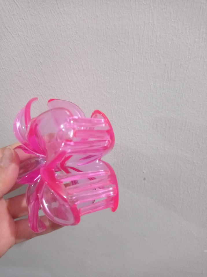 Pembe Şeffaf Çiçek Saç Tokası - Görsel 2