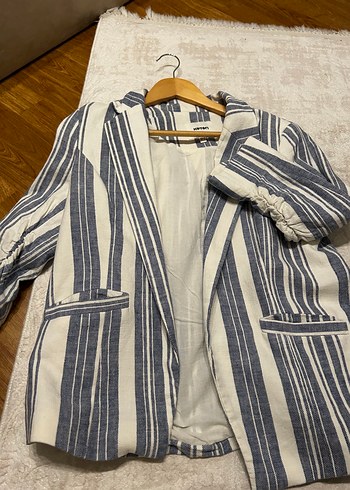 Koton Mavi Cizgili Rahat Kesim Blazer Ceket