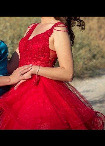 Kırmızı kına elbisesi abiye 