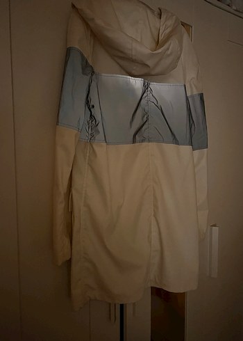 Kadın Bej Gri Düğmeli Streetwear Yağmurluk - Görsel 5