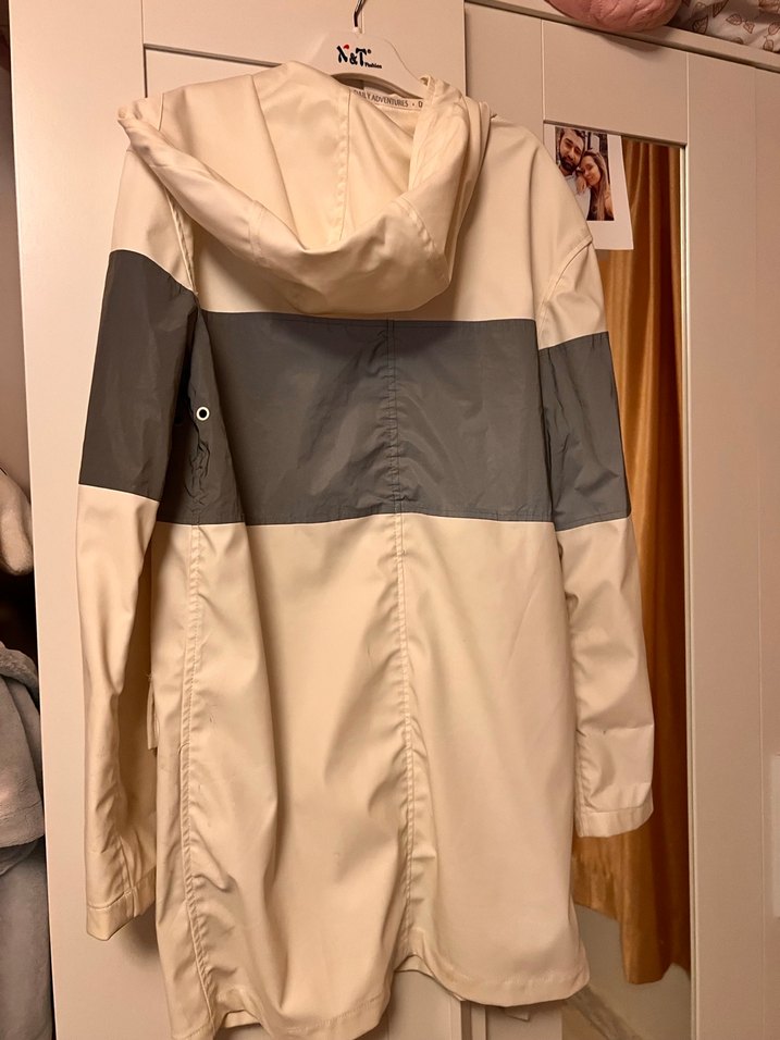 Kadın Bej Gri Düğmeli Streetwear Yağmurluk - Görsel 3