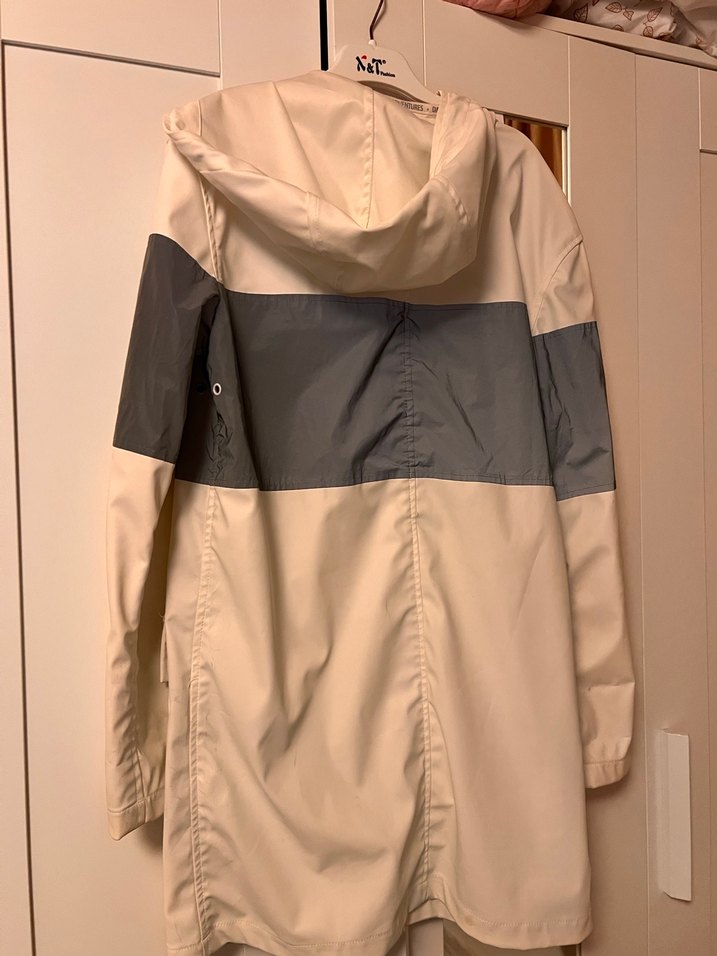 Kadın Bej Gri Düğmeli Streetwear Yağmurluk - Görsel 4