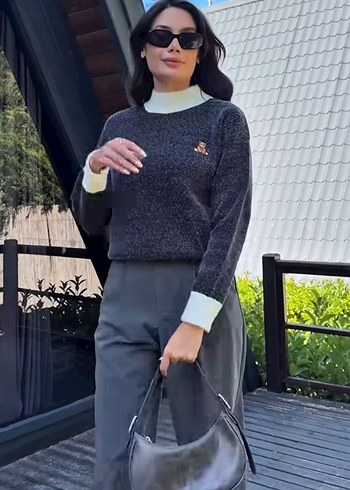 Diğer Gri Kadın Regular Fit Triko Kazak