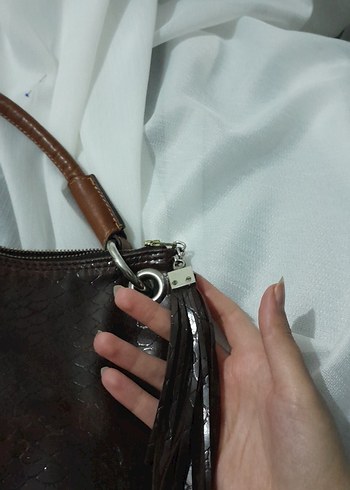 Kahverengi Deri Tokalı Kadın Çanta - Görsel 2