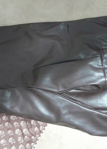 Düğmeli Kahverengi Deri Kadın Ceket - Görsel 6