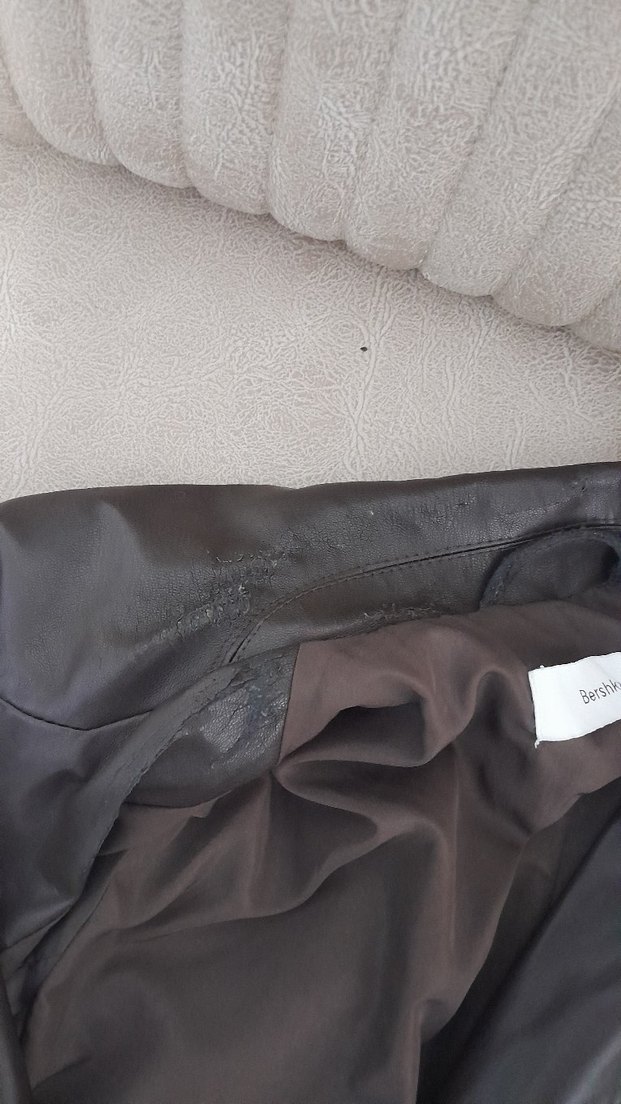 Düğmeli Kahverengi Deri Kadın Ceket - Görsel 3