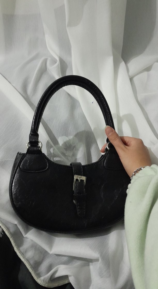 Klasik Siyah Deri Kadın Çanta - Görsel 4
