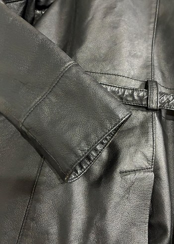 Siyah Deri Biker Ceket, Kemerli, Kuzu Derisi olduğu söylendi - Görsel 6