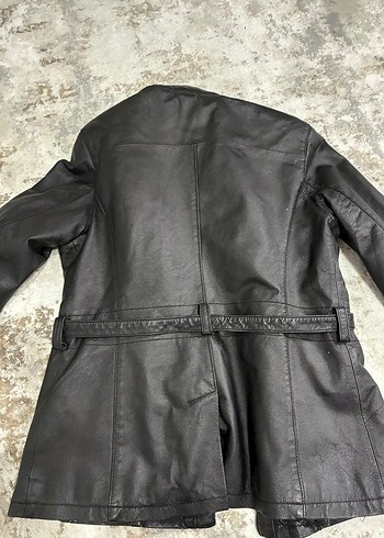 Siyah Deri Biker Ceket, Kemerli, Kuzu Derisi olduğu söylendi - Görsel 3