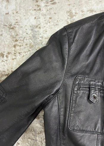 Siyah Deri Biker Ceket, Kemerli, Kuzu Derisi olduğu söylendi - Görsel 4