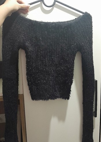 Siyah Uzun Kollu Triko Kadın Kazak - Görsel 3