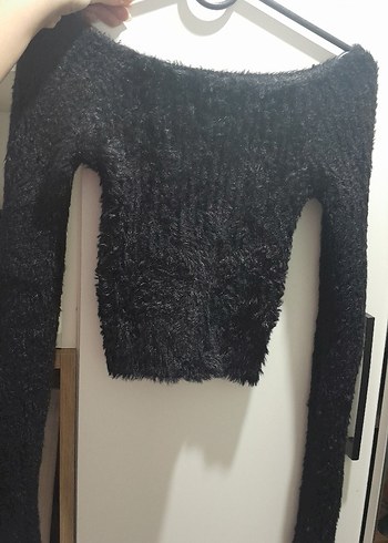 Siyah Uzun Kollu Triko Kadın Kazak - Görsel 2