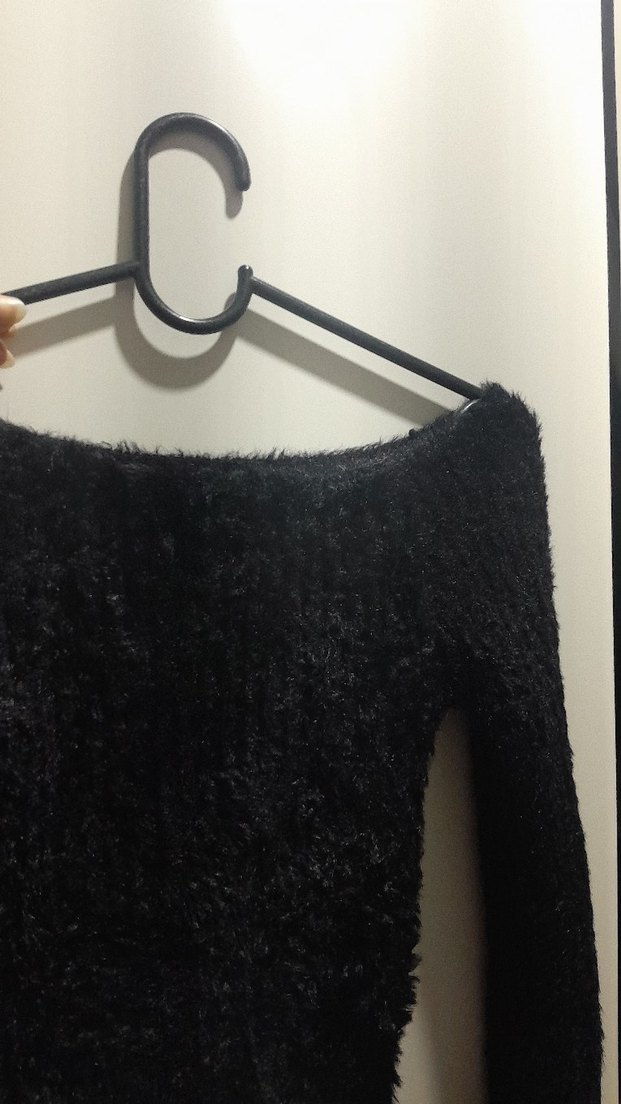 Siyah Uzun Kollu Triko Kadın Kazak - Görsel 4