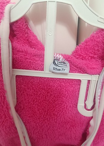 Kız Çocuk Kapüşonlu Pembe Fermuarlı Yelek - Görsel 4