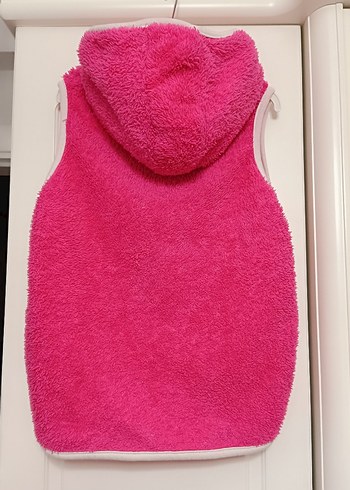 Kız Çocuk Kapüşonlu Pembe Fermuarlı Yelek - Görsel 2
