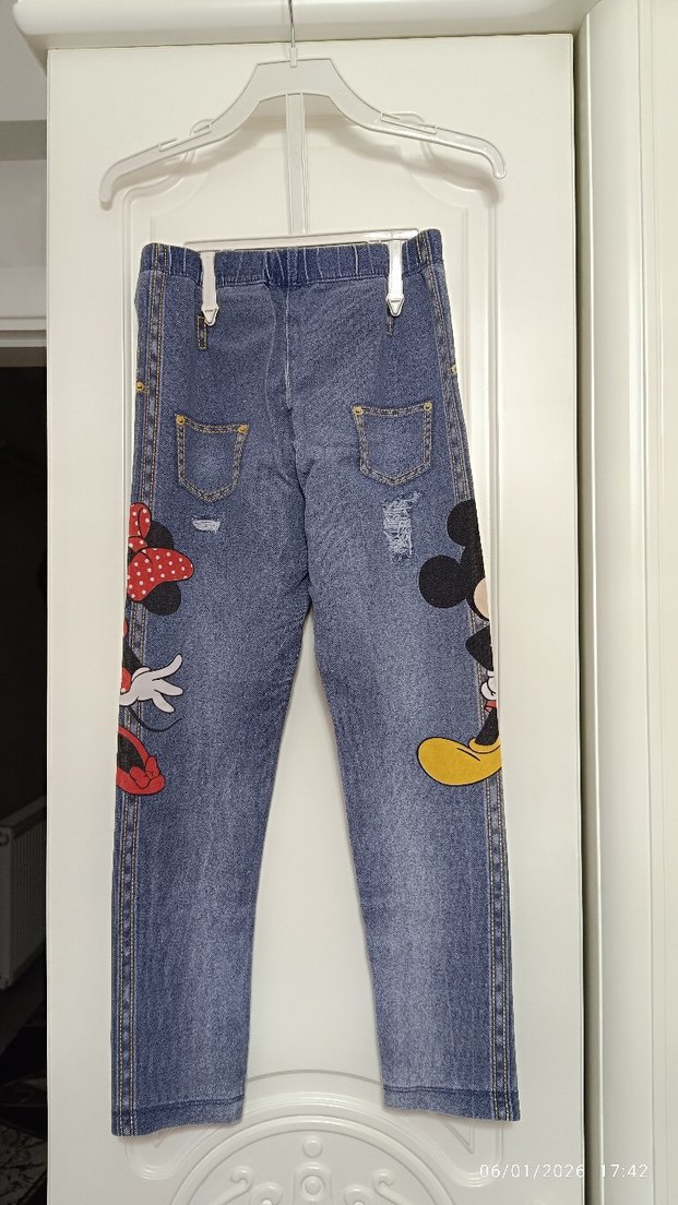 Kız Çocuk Baskılı Kot Tayt - Görsel 2