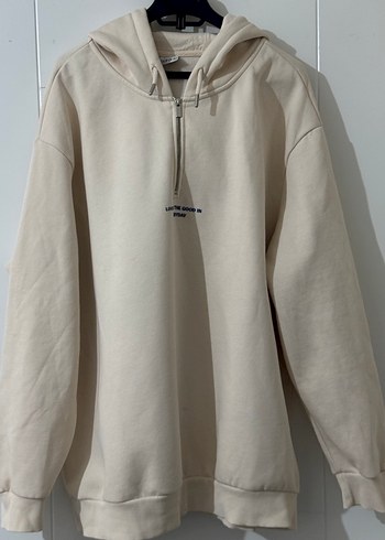 Bej erkek Kapüşonlu Sweatshirt Baskılı - Görsel 2