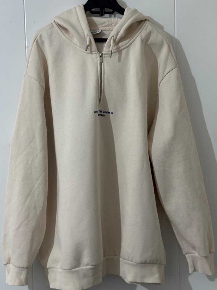 Bej erkek Kapüşonlu Sweatshirt Baskılı - Görsel 2