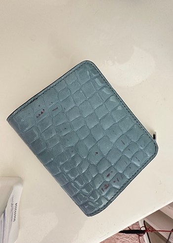  Beden Marc Jacobs Mavi Deri Fermuarlı Cüzdan