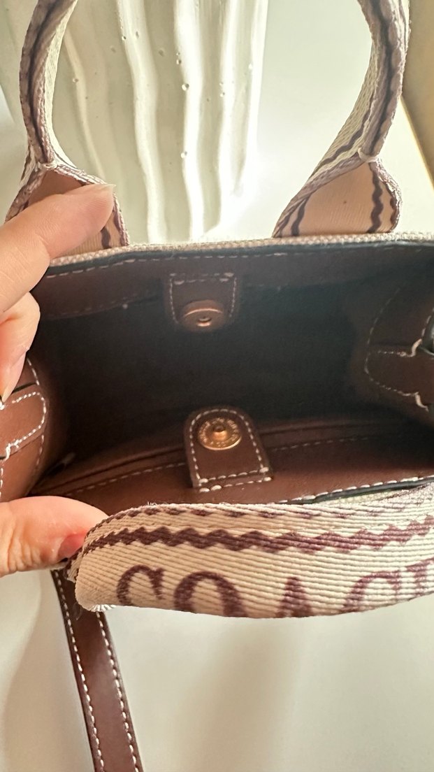 Coach Bej Deri Kadın Çanta - Görsel 2