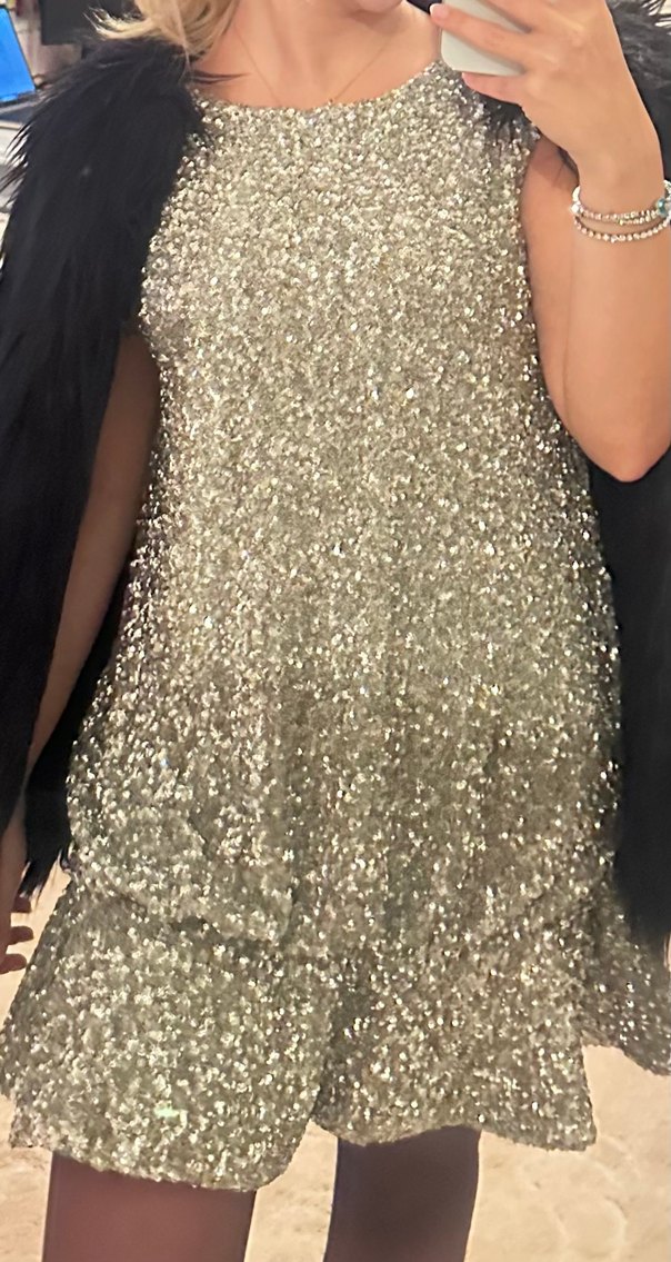 ZARA Gri Parlak Midi Abiye Elbise - Görsel 2