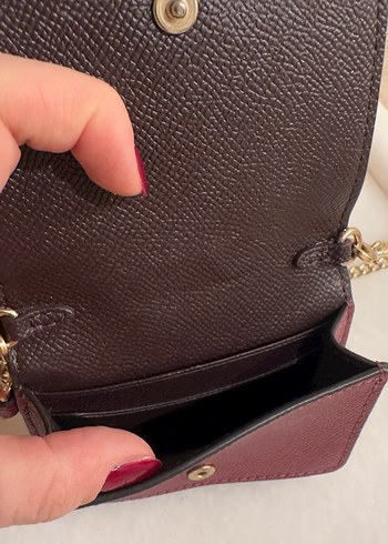 Coach Zincir Detaylı Bordo Deri Cüzdan - Görsel 4