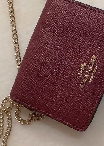 Coach Zincir Detaylı Bordo Deri Cüzdan - Görsel 3