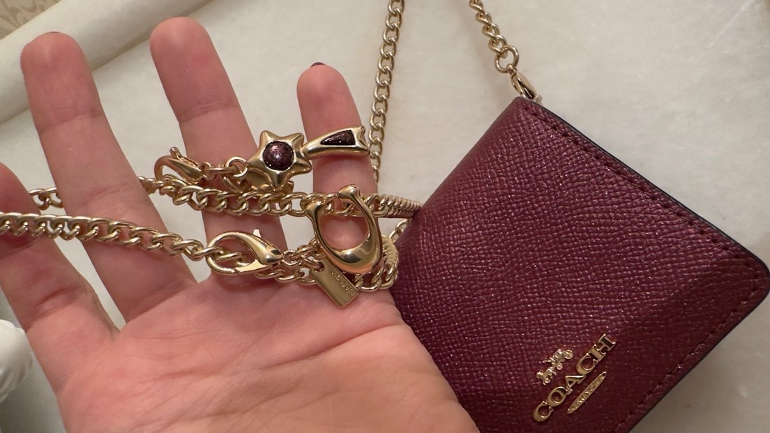 Coach Zincir Detaylı Bordo Deri Cüzdan - Görsel 2