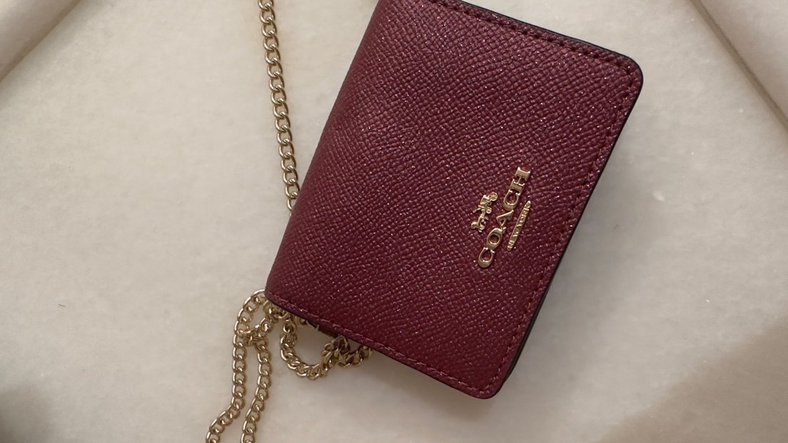 Coach Zincir Detaylı Bordo Deri Cüzdan - Görsel 3