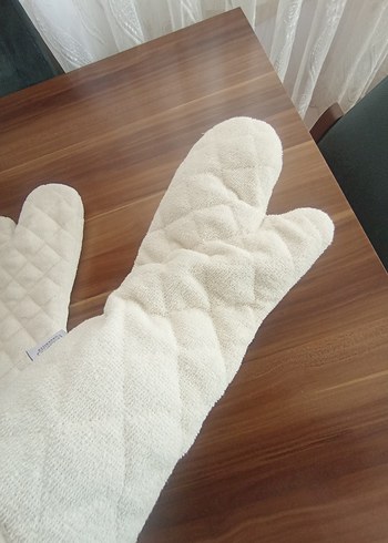 krem rengı Çift Fırın Eldiveni - Görsel 4