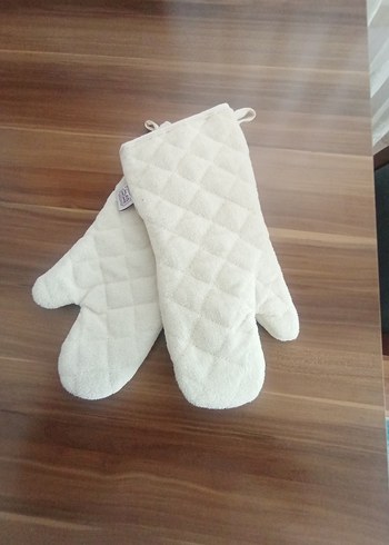 krem rengı Çift Fırın Eldiveni - Görsel 3