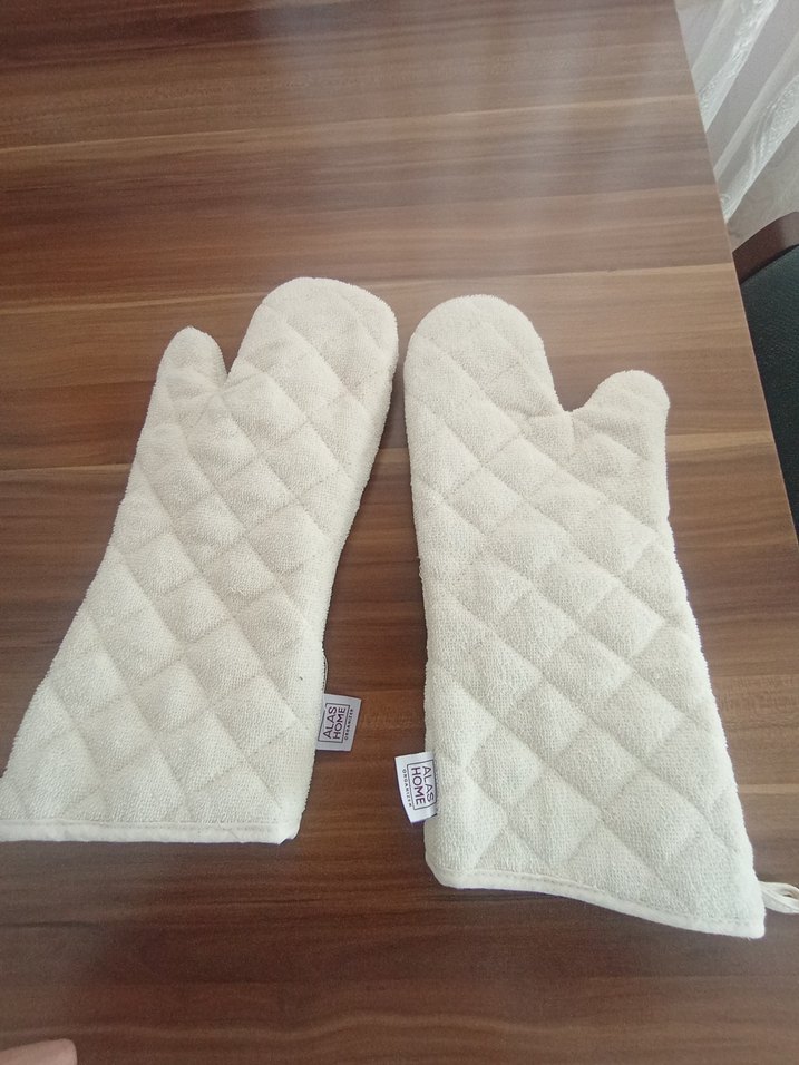 krem rengı Çift Fırın Eldiveni - Görsel 5