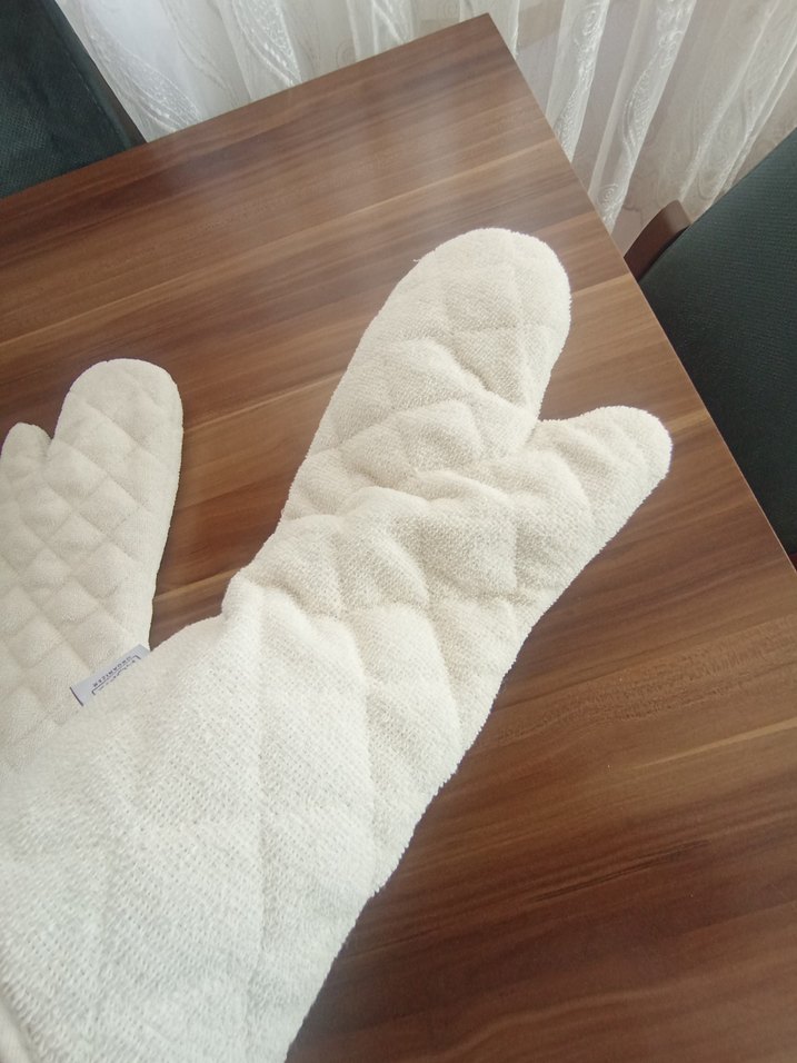 krem rengı Çift Fırın Eldiveni - Görsel 4