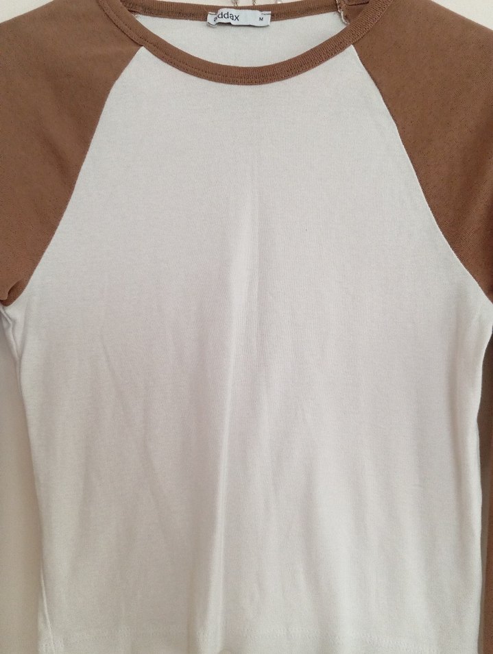 Kadın Bej Uzun Kollu Crop Top - Görsel 2